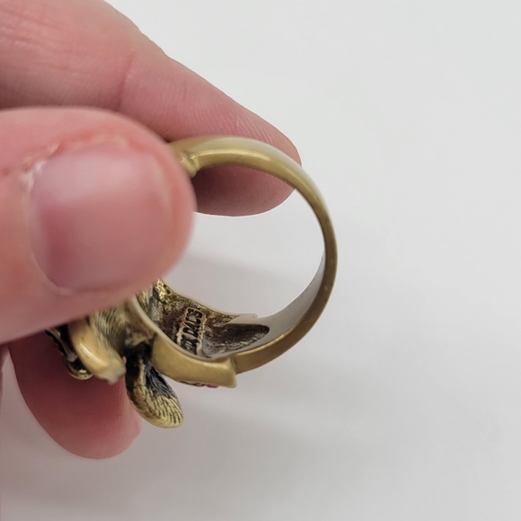 Heidi Daus Pink Tourmaline Swarovski Crystal Flower Statement Cocktail Ring - Picture 6 of 8